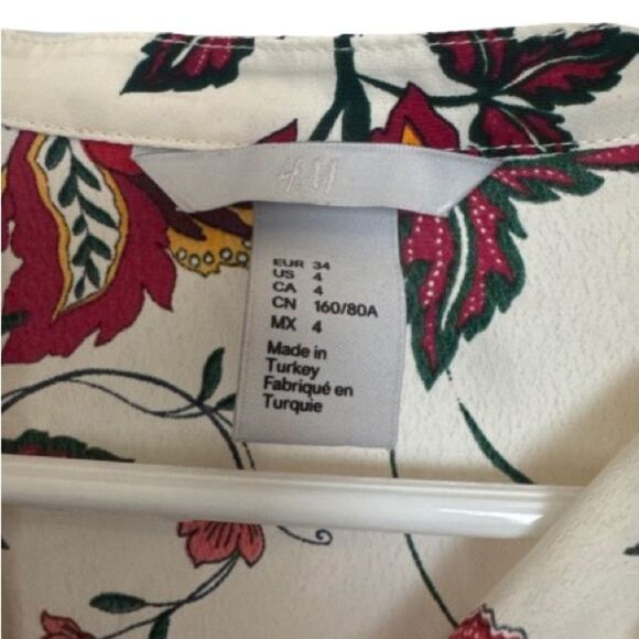 H&M White and Orange Long Sleeve Tie Front Blouse - Picture 6 of 6